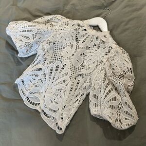Elegant White Lace Women's Top